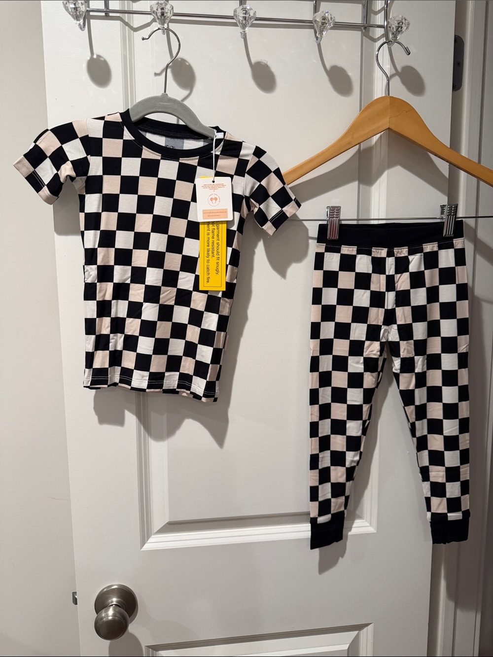 Kids Bamboo Checkerboard Short Sleeve Pajama Set size 18-24 months NWT